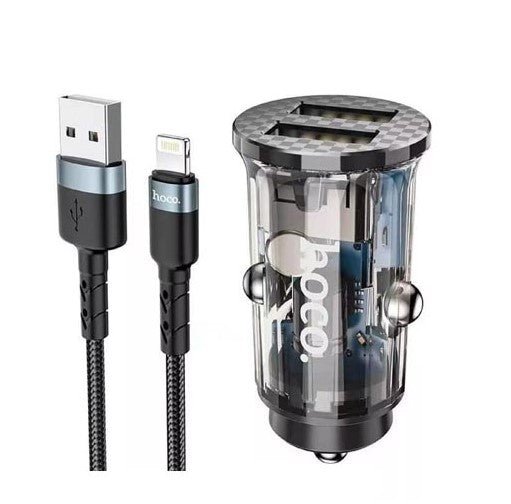 DZ3 Car Charger Set 2USB 2.4A Car Charger Set With Lightning Cable - WooTech Online Shopping In SA