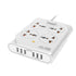 6 USB Fireproof Power Socket - 10A - White