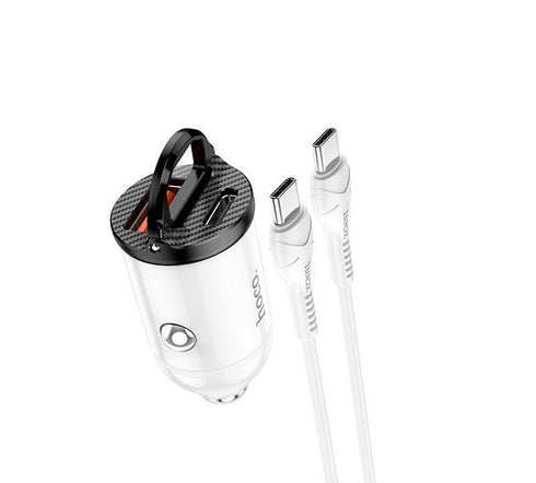 Hoco NZ2 PD30W + QC3.0 Mini Car Charger With Type C Cable - 1m