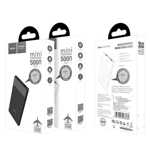 Hoco B35D 5000mAh Fast Charging Mini Power Bank With 2 Micro USB Output - WooTech Online Shopping In SA