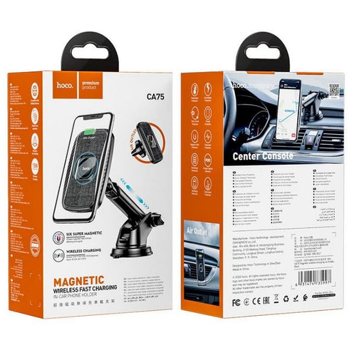 Hoco CA75 Magnetic Wireless Fast Charging Car Phone Holder - WooTech Online Shopping In SA