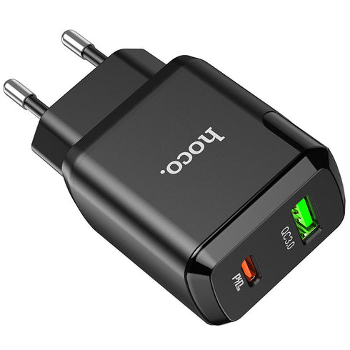 Hoco - N5 Type-c wall charger, Type-C PD20W + USB QC3.0 18W output - Black - WooTech Online Shopping In SA