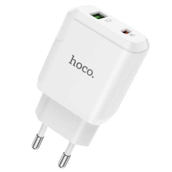 Hoco - N5 Type-c wall charger, Type-C PD20W + USB QC3.0 18W output - White - WooTech Online Shopping In SA