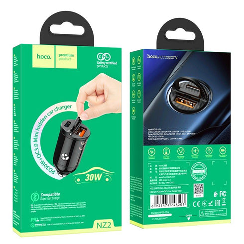 Hoco NZ2 Dual USB PD30W + QC3.0 Mini Car Charger