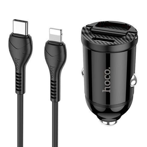 Hoco NZ2 PD30W + QC3.0 Mini Car Charger With Type C Cable - 1m