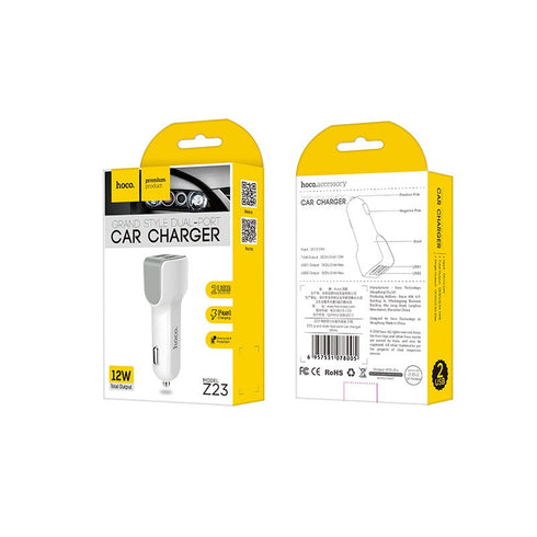 Hoco Z23 12W Dual Port Car Charger - WooTech Online Shopping In SA