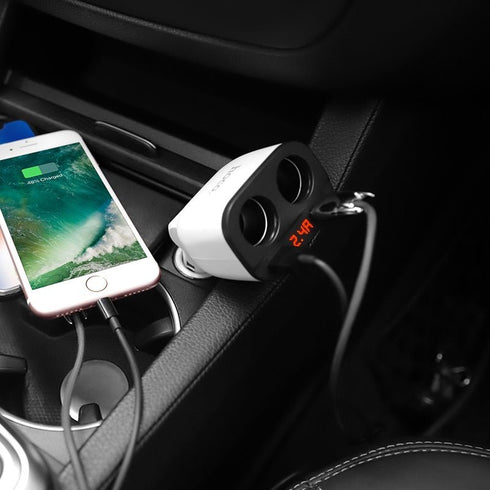 Hoco Z28 Dual USB/Cigarette Lighter Car Charger With LED Display