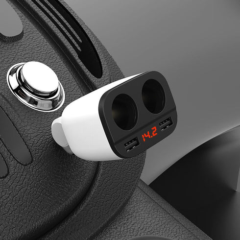 Hoco Z28 Dual USB/Cigarette Lighter Car Charger With LED Display