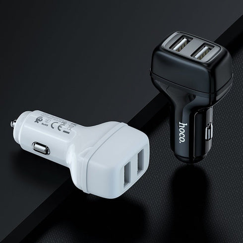 Hoco Z36 Dual USB Port 2.4A Car Charger With Type C Cable - WooTech Online Shopping In SA