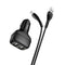 Hoco Z36 Dual USB Port 2.4A Car Charger With Type C Cable - WooTech Online Shopping In SA