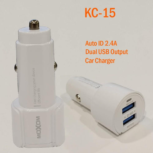 Moxom dual usb charger with cable kc-15 white