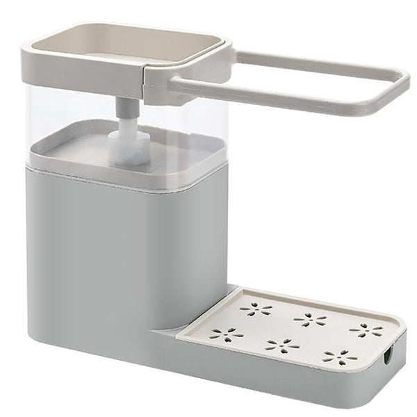 Kitchen Press Soap Dispenser Automatic Detergent Box Drain Sink with Towel Bar Shelf Sponge Holder - WooTech Online Shopping In SA