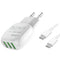 LDNIO Fast Charging Adapter with Type -C Cable 15.5W USB (3 Ports) EU Plug Charger Adapter A3315 - WooTech Online Shopping In SA