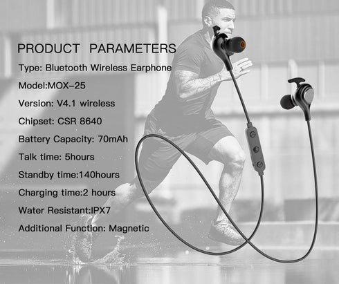 MOXOM Bluetooth Earphones Wireless Volume Control Stereo Headset V4.1 Noise Reducing Wireless Earphones For iPhone for Samsung mox-25