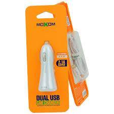 Moxom car dual usb charger with cable kc-06 white - WooTech Online Shopping In SA