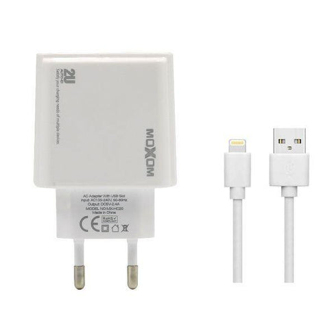 Moxom Fast Phone Charger - 2 usb Port With Cable For ios-Micro-Type-c Mx-Hc20