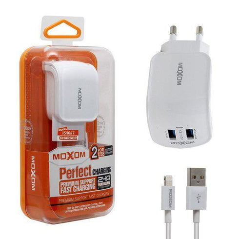 Moxom Home Fast Charger 3.0Q 2Usb With Cable -Kh-25
