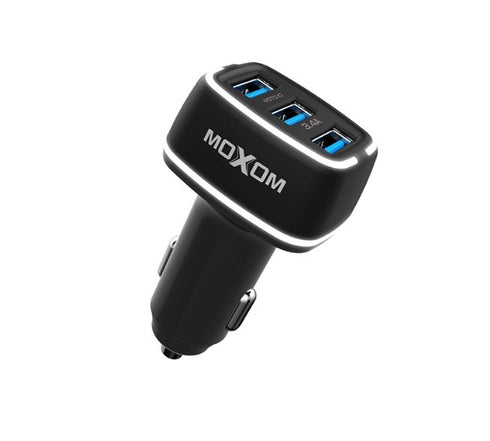 Moxom MX-VC01 3.4A 3USB Charging Output Car Charger Adapter With LED Light And Micro Charging Cable - WooTech Online Shopping In SA