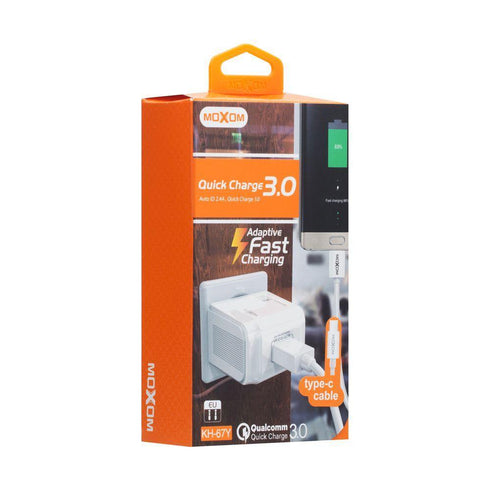 Moxom QC3.0 Super Fast Phone charger- With cable- kh-67y