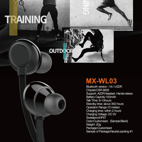 Moxom waterproof sports earphone MX-WL03