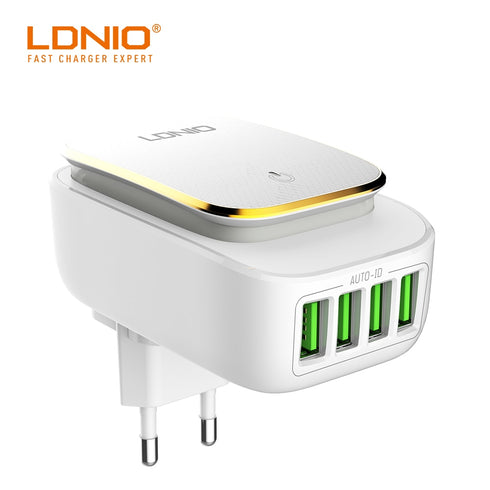 USB Phone Charger 4 Ports Wall Travel Light Charger 5V 4.4A