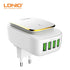 USB Phone Charger 4 Ports Wall Travel Light Charger 5V 4.4A