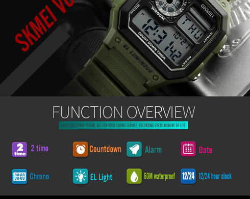 SKMEI 1299 Waterproof Alarm Bluetooth Sports Watch