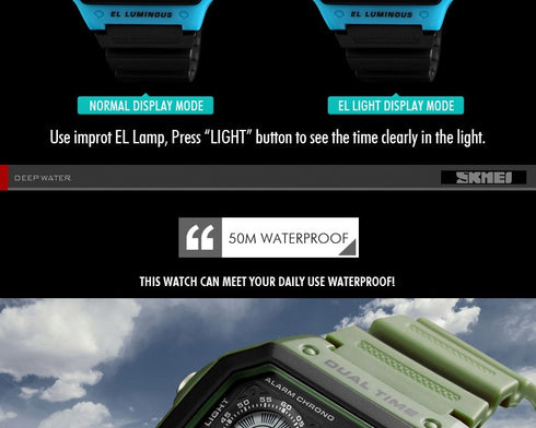 SKMEI 1299 Waterproof Alarm Bluetooth Sports Watch