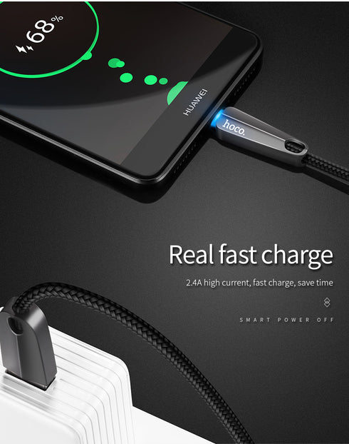 Type C smart power off Fast Charge Data Cable for Samsung S9 Huawei p20 Xiaomi - WooTech Online Shopping