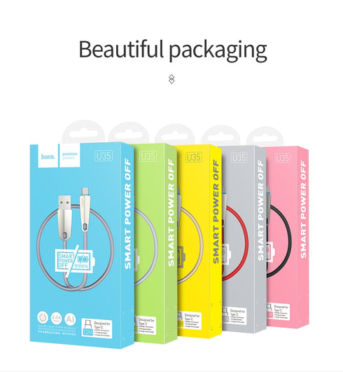 Type C smart power off Fast Charge Data Cable for Samsung S9 Huawei p20 Xiaomi - WooTech Online Shopping