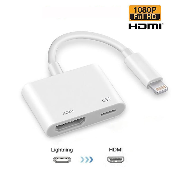 Iphone Digital AV to HDMI Adapter with Lighting Charging Port For HDTV Monitor Projector 1080P For iPhone iPad iPod - WooTech Online Shopping