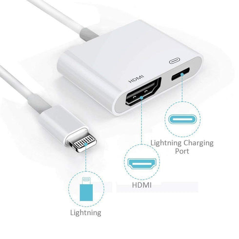 Iphone Digital AV to HDMI Adapter with Lighting Charging Port For HDTV Monitor Projector 1080P For iPhone iPad iPod