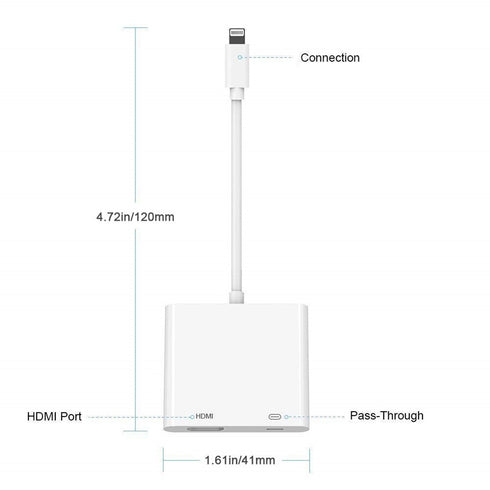 Iphone Digital AV to HDMI Adapter with Lighting Charging Port For HDTV Monitor Projector 1080P For iPhone iPad iPod