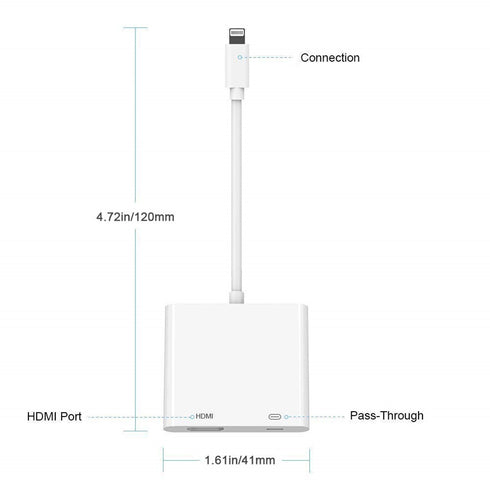 Iphone Digital AV to HDMI Adapter with Lighting Charging Port For HDTV Monitor Projector 1080P For iPhone iPad iPod