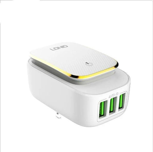 USB Phone Charger 3 Ports Wall Travel Light Charger 5V 4.4A