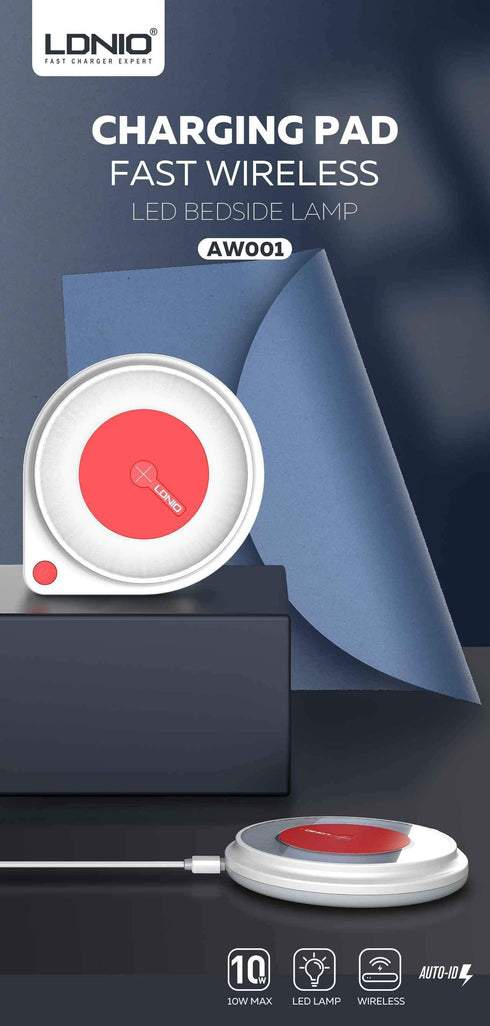 10W Fast Wireless Charger Built-in Bedside Lamp Qi Quick Charging Pad - AW001
