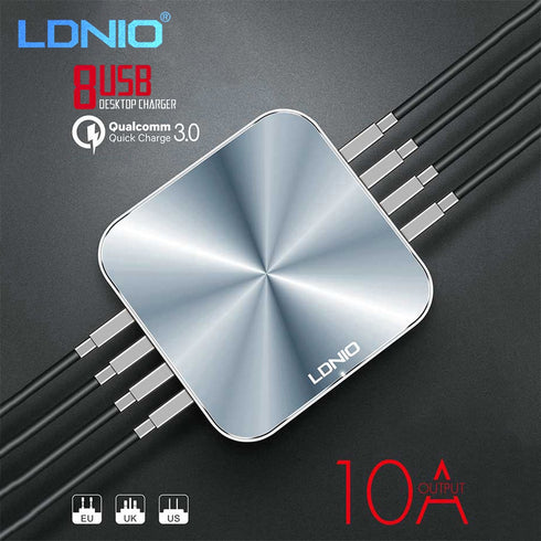 LDNIO A8101 QC3.0 50W 8 Ports Fast Desktop Charger for Smart Devices