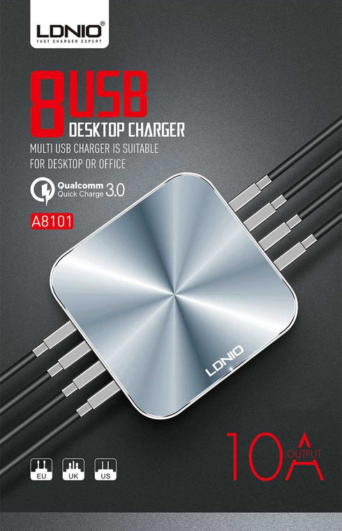 LDNIO A8101 QC3.0 50W 8 Ports Fast Desktop Charger for Smart Devices