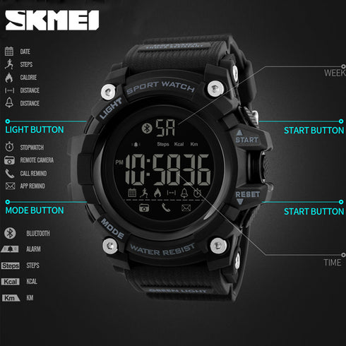 Skmei 1385 Waterproof Alarm Bluetooth Sports Watch