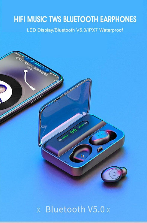 Bluetooth 5.0 Earphones TWS F9 5.0V Stereo Noise Cancelling Gaming Earbuds