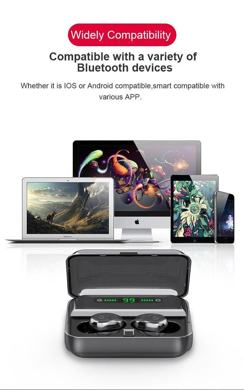 Bluetooth 5.0 Earphones TWS F9 5.0V Stereo Noise Cancelling Gaming Earbuds