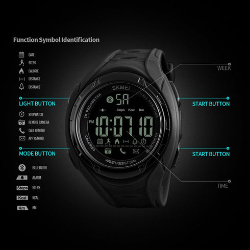 Skmei 1316 Waterproof Alarm Bluetooth Sports Watch