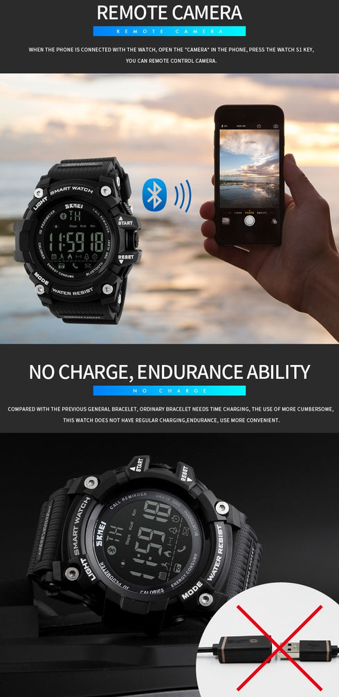 SKMEI 1227 Waterproof Alarm Bluetooth Sports Watch