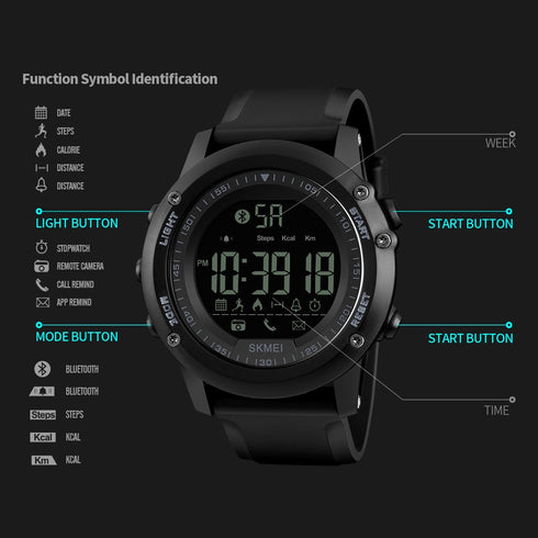 SKMEI 1321 Waterproof Alarm Bluetooth Sports Watch