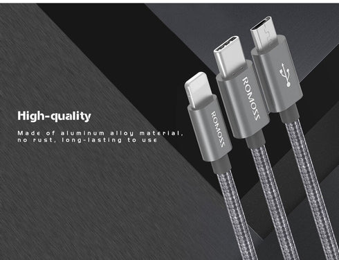 Romoss 3 in 1 Fast Charging cable for iPhone / Type-C / Micro 2.4A - CB25A
