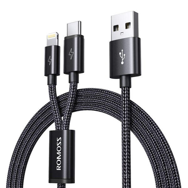 ROMOSS Multi Charger Cable 2-in-1 iPhone and Android USB C Charging Cable - CB219 - WooTech Online Shopping In SA