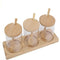 3 Pack Glass Spice Cannisters with Bamboo Lids Spoons and Tray