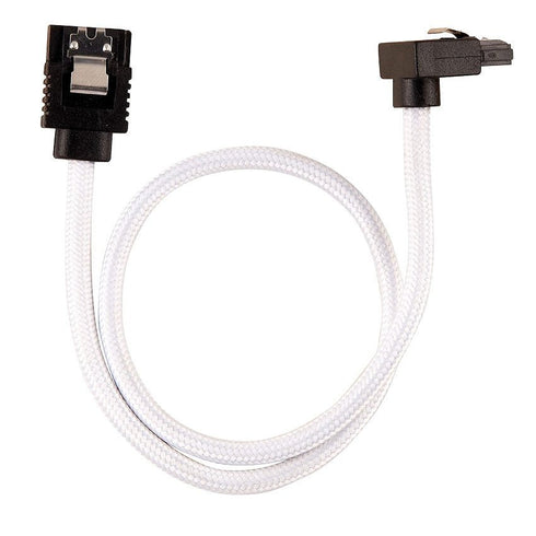 SATA 3.0 Data Cable For Hdd / SSD - Premium White Sleeved SATA 6Gbps 50Cm 90 bend sata Cable