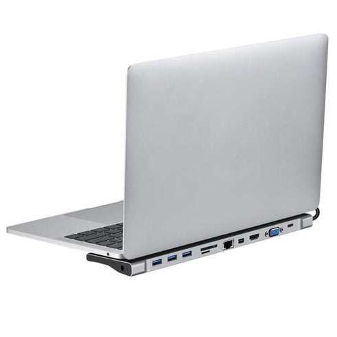 Type-C Hub 10 in 1 Type C to HDMI VGA 3*USB-3.0 /RJ45 Gigabit Ethernet PD SD/TF Hub