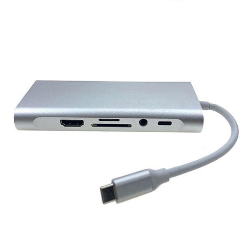 USB3.1 Type C Hubs 11 in 1 Type C to HDMI VGA 4*USB 3.0 RJ45 Gigabit Ethernet PD Audio SD/TF card reader 3.5mm